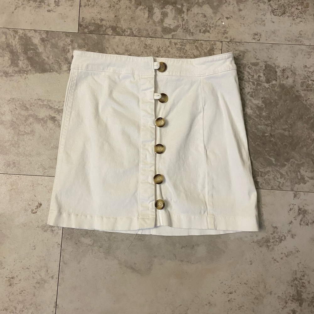 Forever 21 High Waisted White Button Up Skirt